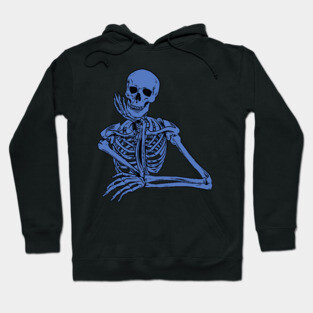 Blue Skeleton Holding Chin Hoodie