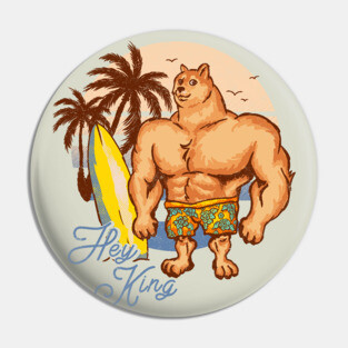Swole Doge at the Beach (Blue) Pin