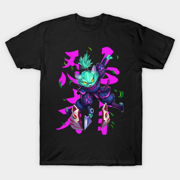 Ninja Cat trought the forest T-Shirt by jotade.art