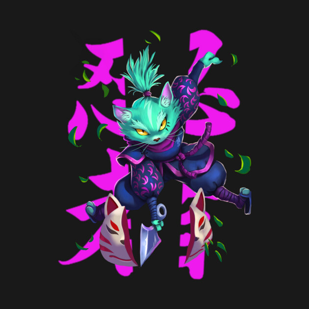 Ninja Cat trought the forest by jotade.art