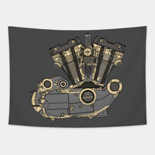 The Gorgeous 1976 Iron Head Motorcycle Engine Tapestry