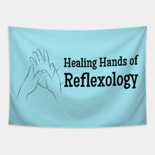 Healing Hands of Reflexology (black text) Tapestry