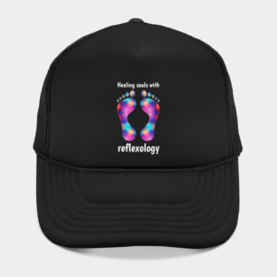 Healing Souls with Reflexology (white text) Hat