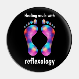 Healing Souls with Reflexology (white text) Pin