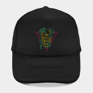 Retro 80s Style Neon Skull Snake Hat