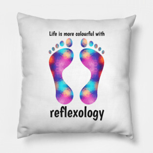 Life is more colourful with reflexology (black text) Pillow