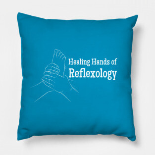 Healing Hands of Reflexology (white text) (foot reflexology) Pillow