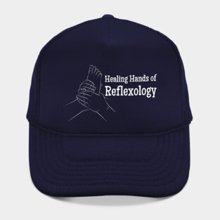 Healing Hands of Reflexology (white text) (foot reflexology) Hat