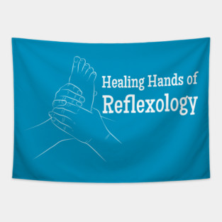 Healing Hands of Reflexology (white text) (foot reflexology) Tapestry