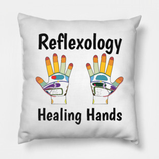 Reflexology Healing Hands (black text) Pillow