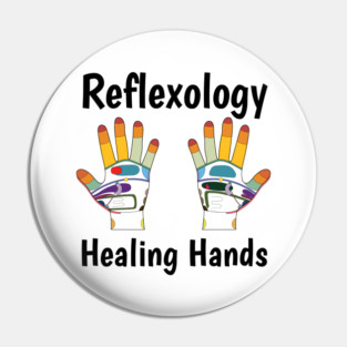 Reflexology Healing Hands (black text) Pin