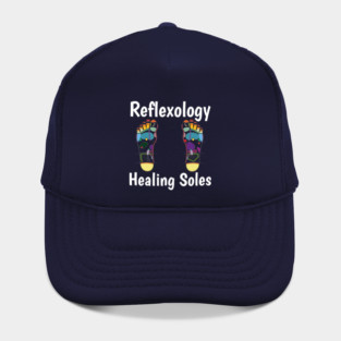 Reflexology Healing Soles (white text) (foot map) Hat