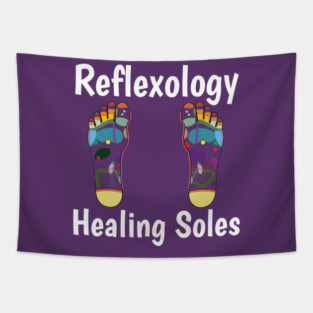 Reflexology Healing Soles (white text) (foot map) Tapestry