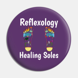 Reflexology Healing Soles (white text) (foot map) Pin