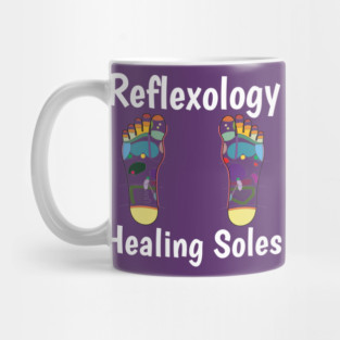 Reflexology Healing Soles (white text) (foot map) Mug