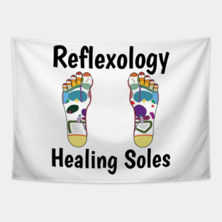 Reflexology Healing Soles (black text) (foot map) Tapestry