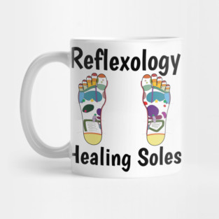 Reflexology Healing Soles (black text) (foot map) Mug