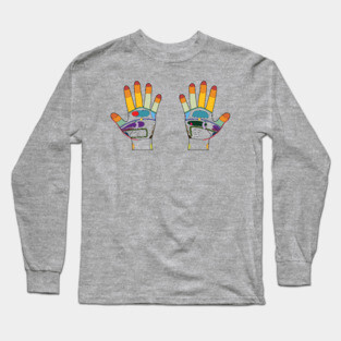 Reflexology Hand Map Long Sleeve T-Shirt