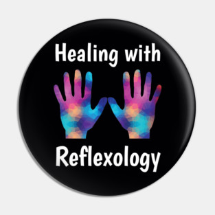Healing with Reflexology (white text) (hands) Pin