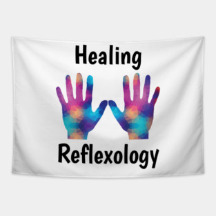 Healing Reflexology (black text) (hands) Tapestry