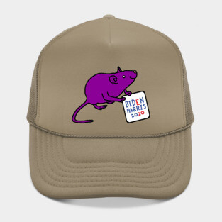 Purple Rat with Biden Harris Sign Hat