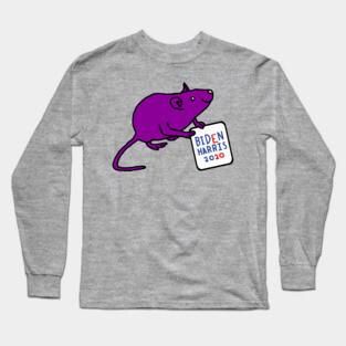Purple Rat with Biden Harris Sign Long Sleeve T-Shirt