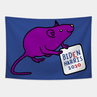 Purple Rat with Biden Harris Sign Tapestry