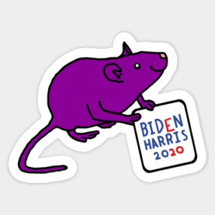 Purple Rat with Biden Harris Sign Sticker