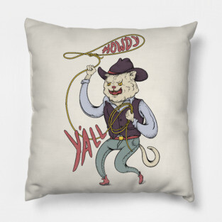 Howdy Yall - Rodeo Cowboy Cat Pillow
