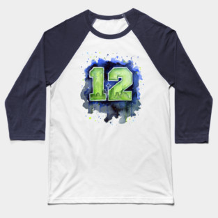 Go HAWKS! 12th Man Seattle Fan Art Baseball T-Shirt