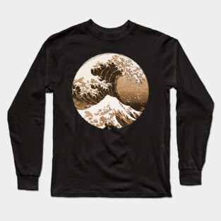 Epic Great Wave off KANAGAWA sepia style retouched artwork Long Sleeve T-Shirt