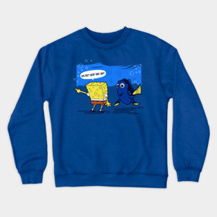 Funny Underwater Movie Cartoon Mashup Crewneck Sweatshirt