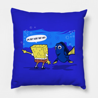 Funny Underwater Movie Cartoon Mashup Pillow
