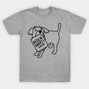 Cute Dog with Biden Harris Sign Outline T-Shirt