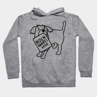 Cute Dog with Biden Harris Sign Outline Hoodie
