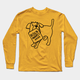 Cute Dog with Biden Harris Sign Outline Long Sleeve T-Shirt