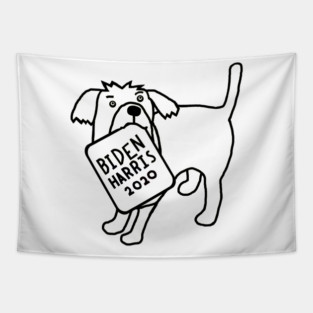 Cute Dog with Biden Harris Sign Outline Tapestry