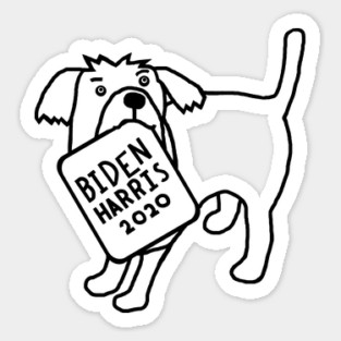 Cute Dog with Biden Harris Sign Outline Sticker
