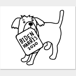Cute Dog with Biden Harris Sign Outline Posters and Art
