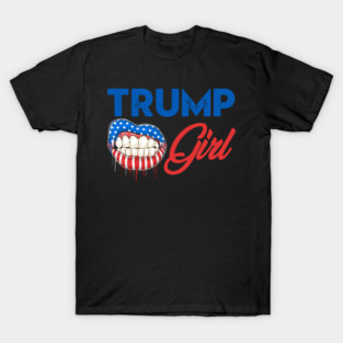 Trump Girl Lips USA Flag Pro Vote For Donald 2020 GOP Gift T-Shirt
