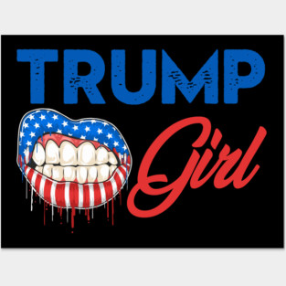 Trump Girl Lips USA Flag Pro Vote For Donald 2020 GOP Gift Posters and Art