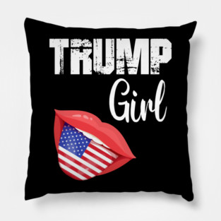 Trump Girl Lips USA Flag Pro Vote For Donald 2020 GOP Gift Pillow
