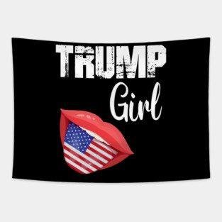 Trump Girl Lips USA Flag Pro Vote For Donald 2020 GOP Gift Tapestry