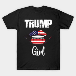 Trump Girl Lips USA Flag Pro Vote For Donald 2020 GOP Gift T-Shirt