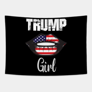 Trump Girl Lips USA Flag Pro Vote For Donald 2020 GOP Gift Tapestry
