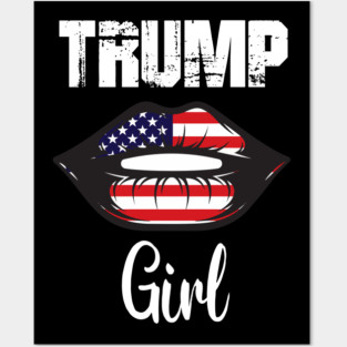 Trump Girl Lips USA Flag Pro Vote For Donald 2020 GOP Gift Posters and Art