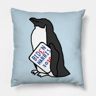 Penguin with Biden Harris Sign Pillow