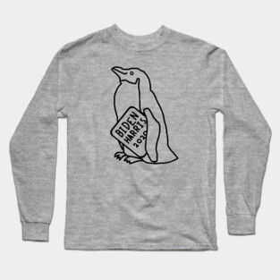 Penguin with Biden Harris Sign Outline Long Sleeve T-Shirt