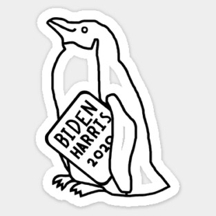 Penguin with Biden Harris Sign Outline Sticker