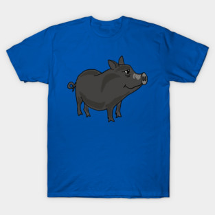 Funny Funky Grey Pot-Bellied Pig Art T-Shirt